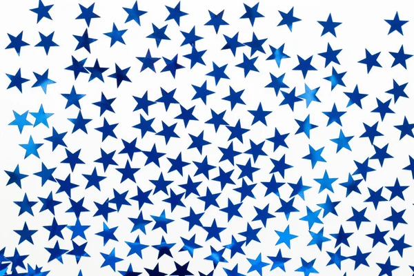 Christmas Background Blue Star Confetti Holiday Background New Year White — Stock Photo, Image