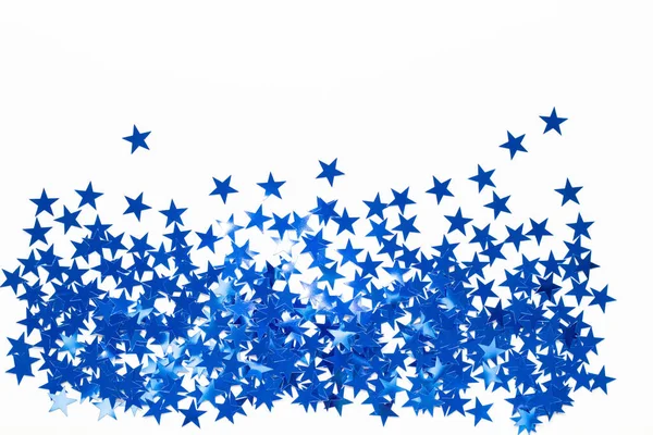 Christmas Border Blue Star Confetti Holiday Background New Year White — Stock Photo, Image