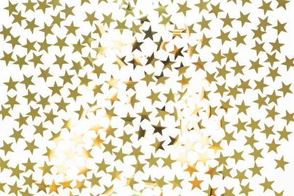 Christmas Background Gold Star Confetti Holiday Background New Year White — Stock Photo, Image