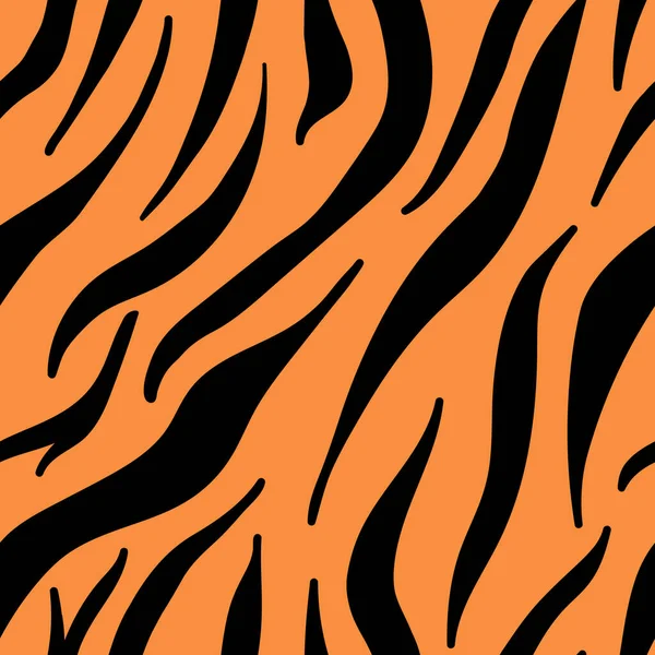 Μαύρο Και Πορτοκαλί Ρίγες Δέρμα Τίγρης Χειροποίητο Σχέδιο Χωρίς Ραφή — Διανυσματικό Αρχείο