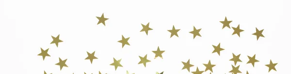 Знамя Рождественской Границы Золотой Звездой Конфетти Новый Год Белом Фоне — стоковое фото