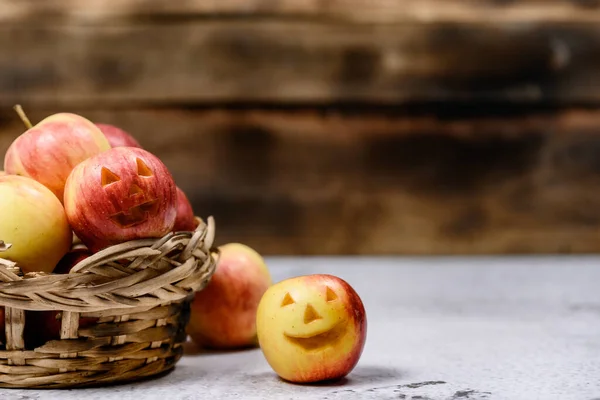 Apple Face Create Halloween Festival Holiday Autumn Fall Harvest Season — Stock Photo, Image