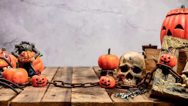 Halloween Decoration Trick Treat Autumn Fall Season Pumpkin Face Scary — Stock Photo, Image