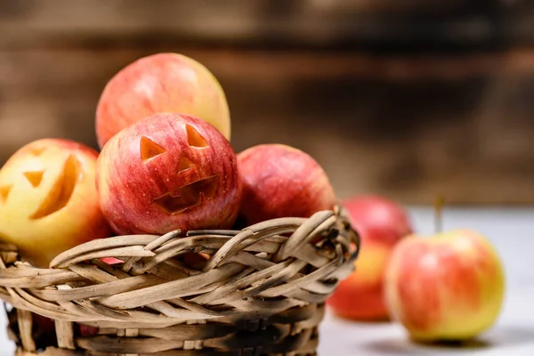 Apple Face Create Halloween Festival Holiday Autumn Fall Harvest Season — Stock Photo, Image