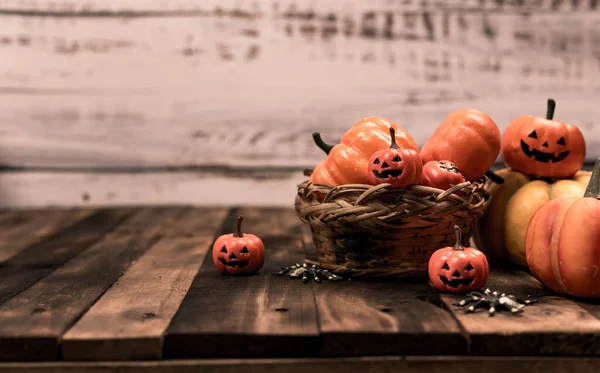 Halloween Decoration Trick Treat Autumn Fall Season Pumpkin Face Scary — Stock Photo, Image