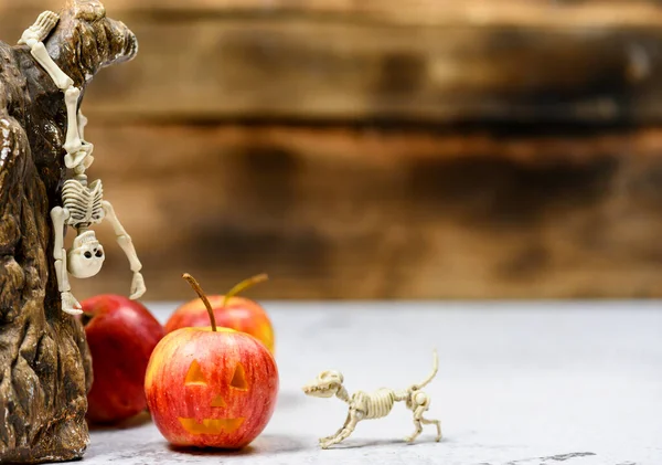 Apple Face Create Halloween Festival Holiday Autumn Fall Harvest Season — Stock Photo, Image