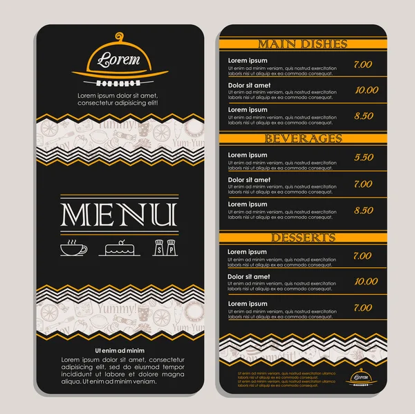 Restaurant or cafe menu. — Stock Vector