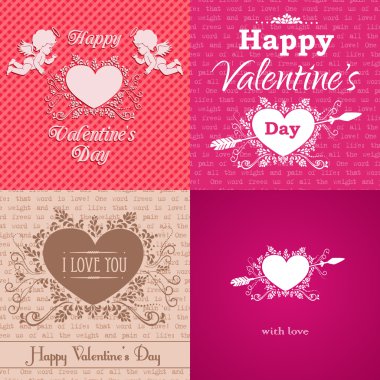 Sevgililer günü kartı tebrik kümesi.