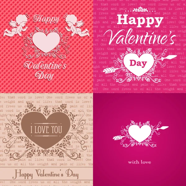 Set of greeting Valentine's Day cards. — Stock Vector