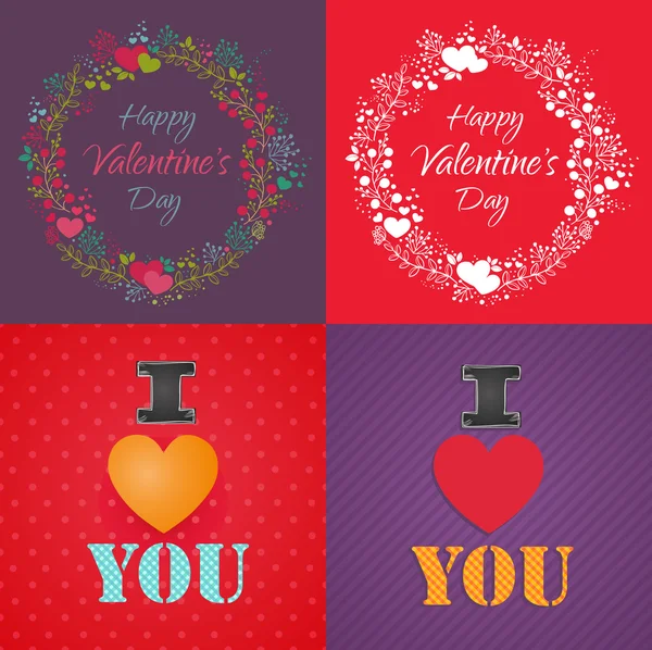 Set of greeting Valentine's Day cards. — Stock Vector