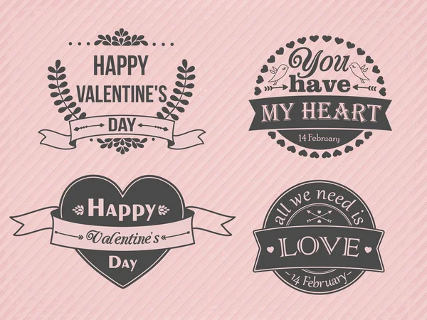 Happy Valentine's Day logo and labels set. — Stock Vector
