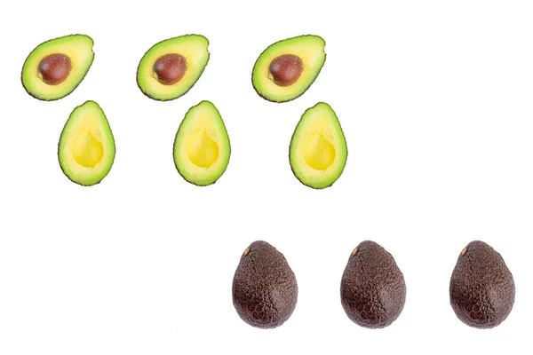 Avocado Patroon Witte Achtergrond Bovenaanzicht — Stockfoto