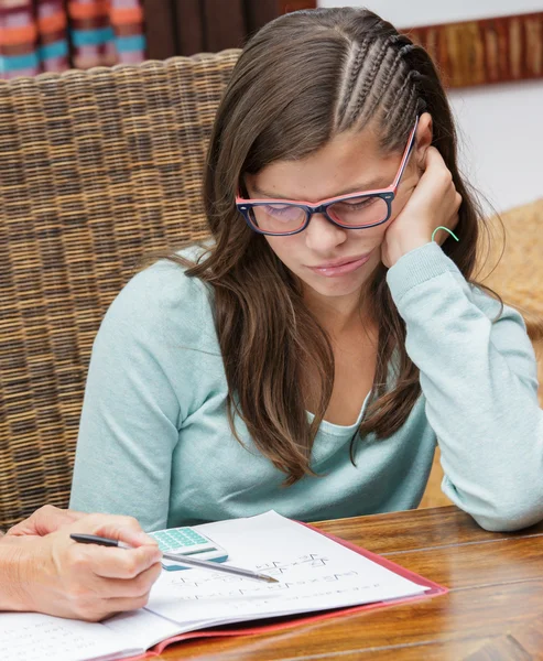 Closeup of pretty student girl taking tutoring courses — Stock Photo, Image