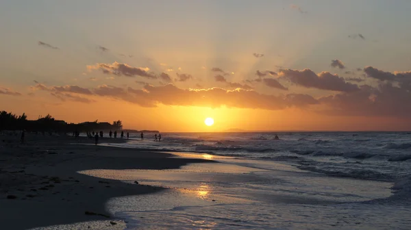 Sunset on the beach near the ocean — Stock Photo, Image