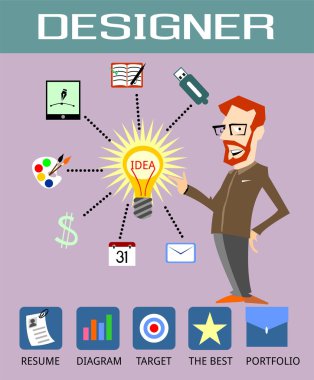 Tasarımcı fikir ikon semboller serbest meslek infographics rozetleri