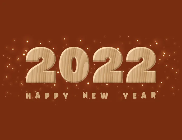 Gerçekçi ahşap doku. Dekoratif ahşap numaralar 2022 ve selamlama içeren minimum Noel esmer arka planı. Tebrik kartları, takvimler ve davetiyeler için çizimler.