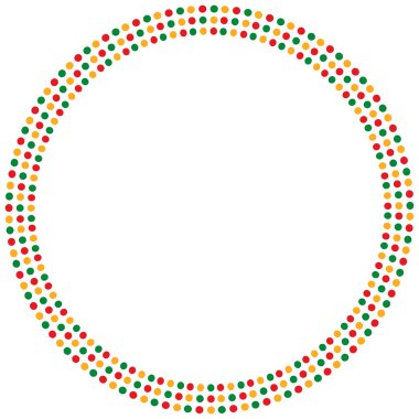 Kırmızı, yeşil ve sarı noktalı Haziran Özgürlük Günü Çerçevesi. Siyahların Tarihi Ayı. Bağımsızlık afişi, azat etkinliği ve Haziran tasarımı için Afrika kökenli Amerikan mirası sınırı. Vektör.