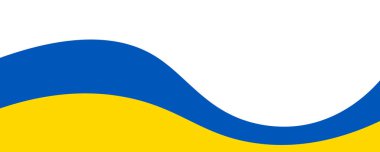 Ukrayna bayrağından esinlenilmiş saydam arkaplan üzerinde fotokopi alanı bulunan soyut mavi ve sarı dalga şekilleri içeren minimalist vektör tasarımı. Mesaj için yer. PNG ve Vektör illüstrasyonu