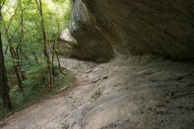 2020 'de Bijela Kanyonu' na giden dev taş yapının altında yürürken.