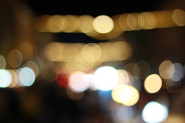 Phuket kasabasındaki Sokak Gecesi Market Festivali 'nin arka plan kullanımı için Bokeh' li soyut bulanık görüntüsü