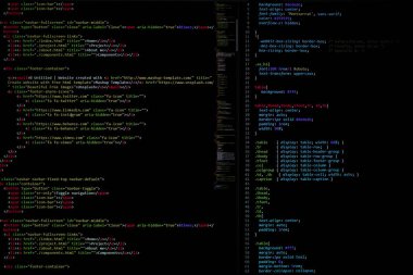 Geliştirici piton, java betiği, html, css kaynak kodu monitör ekranında. Yazılım geliştiricisinin betiği. program kodlaması. Programcı kod düzenleme arka planı. Teknoloji arka planı yakın çekim.