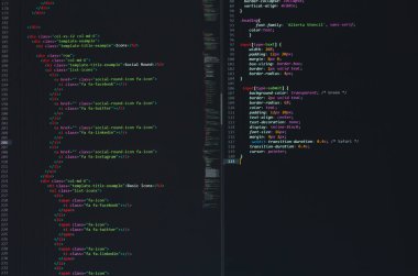 Geliştirici piton, java betiği, html, css kaynak kodu monitör ekranında. Yazılım geliştiricisinin betiği. program kodlaması. Programcı kod düzenleme arka planı. Teknoloji arka planı yakın çekim.