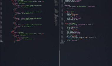 Geliştirici piton, java betiği, html, css kaynak kodu monitör ekranında. Yazılım geliştiricisinin betiği. program kodlaması. Programcı kod düzenleme arka planı. Teknoloji arka planı yakın çekim.