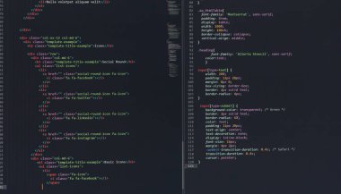 Geliştirici piton, java betiği, html, css kaynak kodu monitör ekranında. Yazılım geliştiricisinin betiği. program kodlaması. Programcı kod düzenleme arka planı. Teknoloji arka planı yakın çekim.