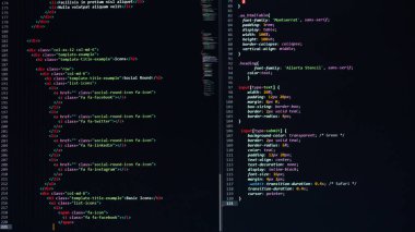 Geliştirici piton, java betiği, html, css kaynak kodu monitör ekranında. Yazılım geliştiricisinin betiği. program kodlaması. Programcı kod düzenleme arka planı. Teknoloji arka planı yakın çekim.