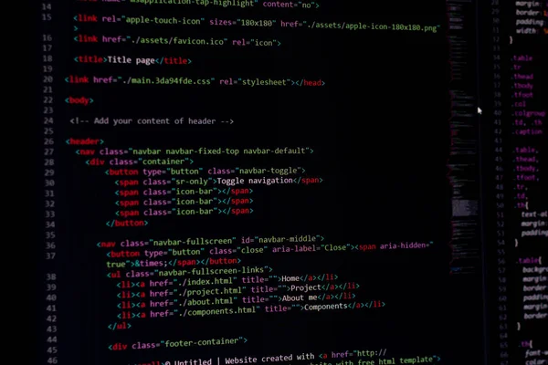 Ontwikkelaar Python Java Script Html Css Broncode Monitor Scherm Schrijven — Stockfoto