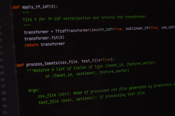 Developer Python Java Script Html Css Source Code Monitor Screen — 스톡 사진