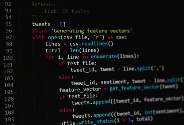 Developer Python Java Script Html Css Source Code Monitor Screen 스톡 사진