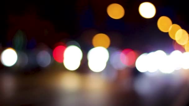 Rozproszone Miasto Noc Traffic Lights Ulicy Światła Samochodu Poruszają Się — Wideo stockowe