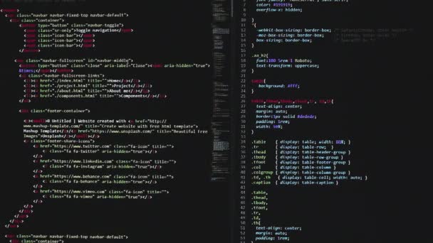 Software Desarrollador Php Python Java Script Código Fuente Html Pantalla — Vídeo de stock