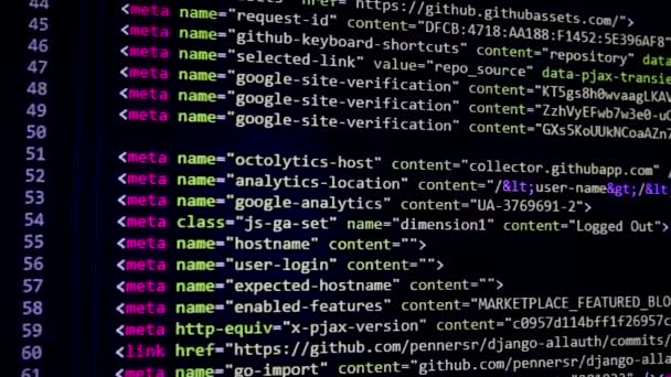 개발자 소프트웨어 Python Java 스크립트 Html 코드를 모니터 화면에 소프트웨어 — 비디오