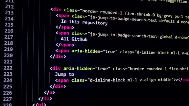 Programador Software Php Python Java Script Código Fonte Html Tela — Vídeo de Stock