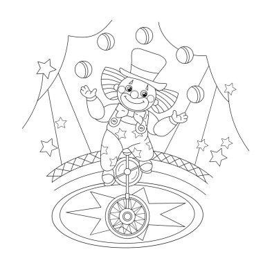 Coloring Page Outline Of a funny clown juggling balls vector Coloring Page Outline Of a funny clown juggling balls vector