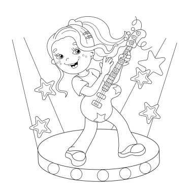 Boyama Sayfası Anahat Sahnede gitar çalan kız