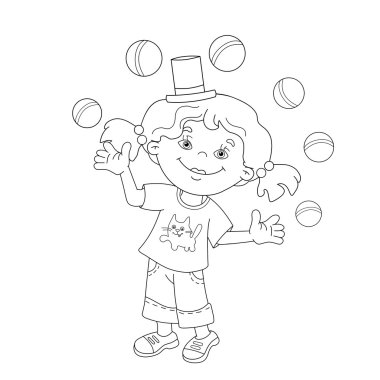 Coloring Page Outline Of girl juggling the balls vector Coloring Page Outline Of girl juggling the balls vector