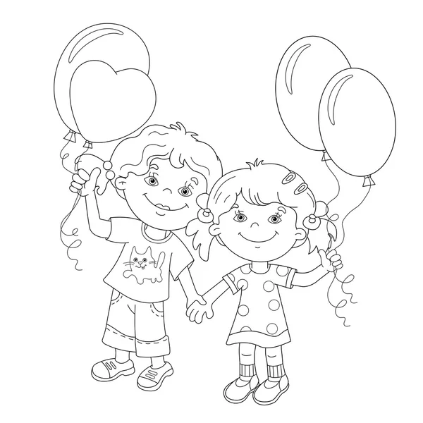 Kids with balloons outline Vector Art Stock Images | Depositphotos Kids with balloons outline Vector Art Stock Images | Depositphotos
