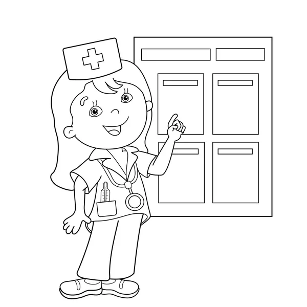 Desenho da página da coloração do médico dos desenhos animados —  Vetores de Stock