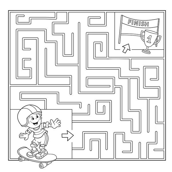 Sayfa anahat Boy kaykay üzerinde boyama. Labirent