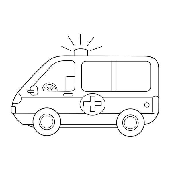 Coloring book for children, ambulance car — Stock Vector