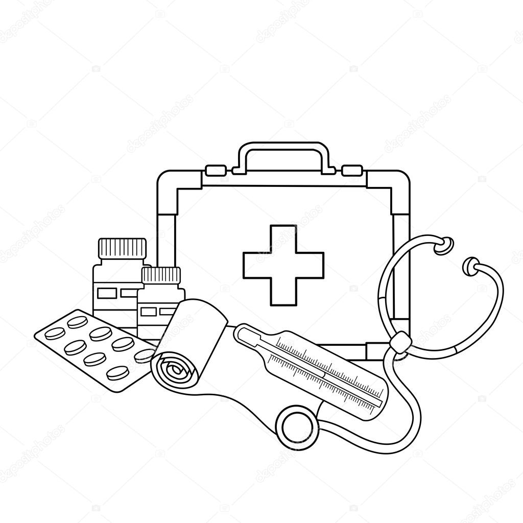 first aid kit coloring pages