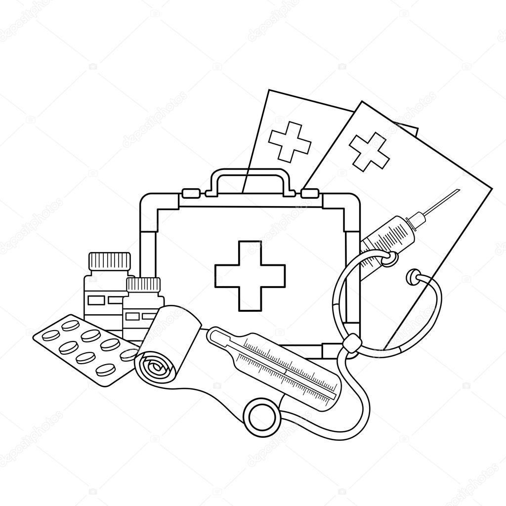 Desenhos de Material para o hospital para colorir, jogos de pintar e  imprimir