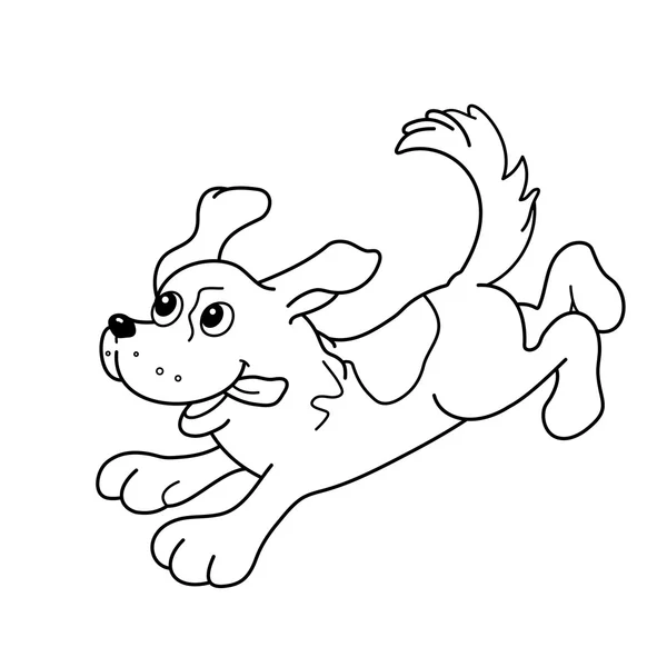 Página para colorear Esquema de perro de dibujos animados. Libro para colorear para niños — Vector de stock