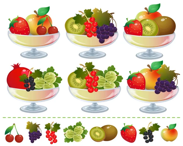 Imágenes Color Postres Frutas Bayas Sobre Fondo Blanco Conjunto Ilustraciones — Vector de stock