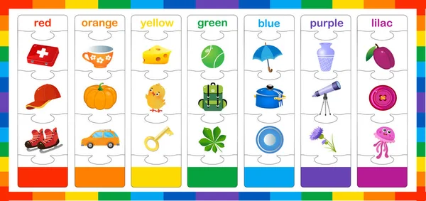 Colores Básicos Coinciden Por Color Puzzle Para Niños Juego Juego — Vector de stock