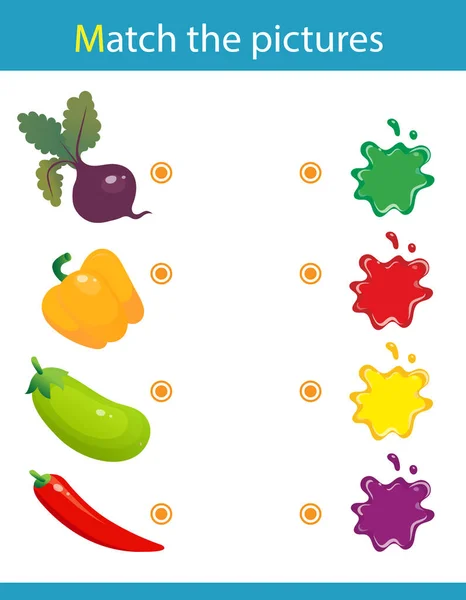 按颜色搭配 给孩子们的谜语火柴游戏 儿童教育游戏 物体是什么颜色的 胡椒粉 学前儿童的工作表 — 图库矢量图片