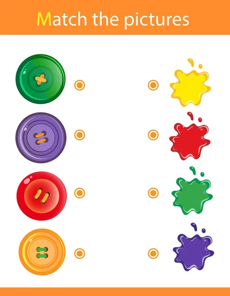 Coinciden Por Color Puzzle Para Niños Juego Juego Juego Educación — Vector de stock